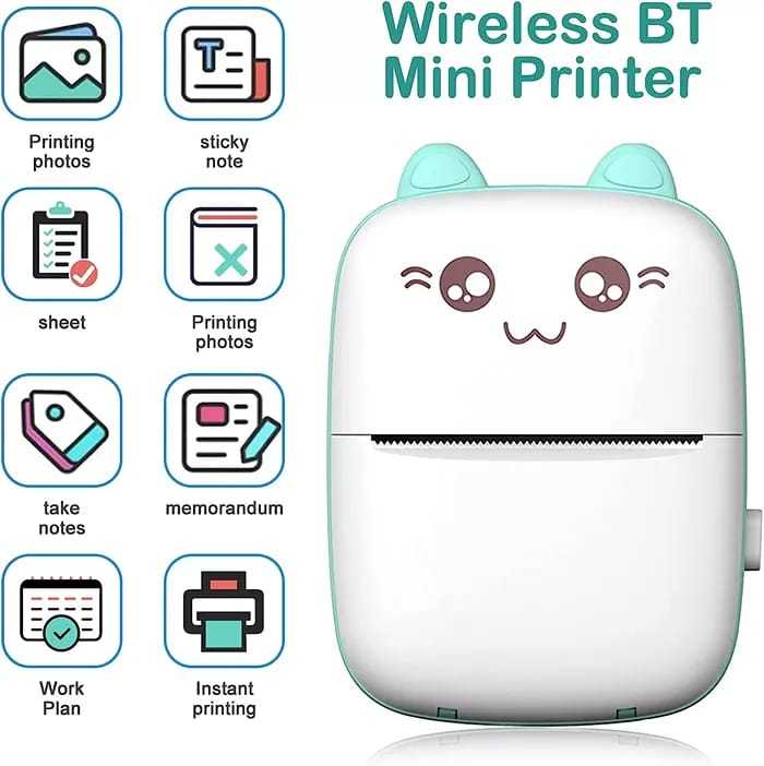 Mini Printer Small Thermal Portable Bluetooth Wireless Inkless