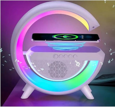 G Shaped LED Lamp with Bluetooth Speaker & Wireless Charging