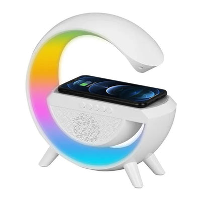 G Shaped LED Lamp with Bluetooth Speaker & Wireless Charging
